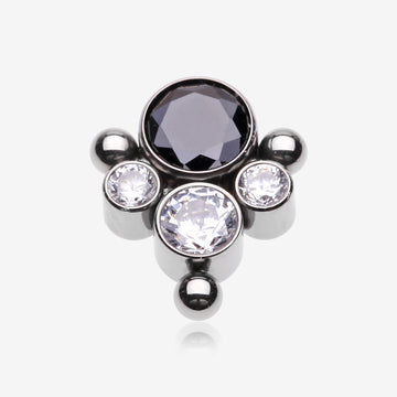 Implant Grade Titanium OneFit Threadless Bali Beaded Essence Sparkle Top Part-Black/Clear Gem